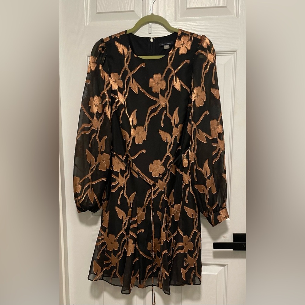 Tommy Hilfiger Black Dress with Gold Floral Design